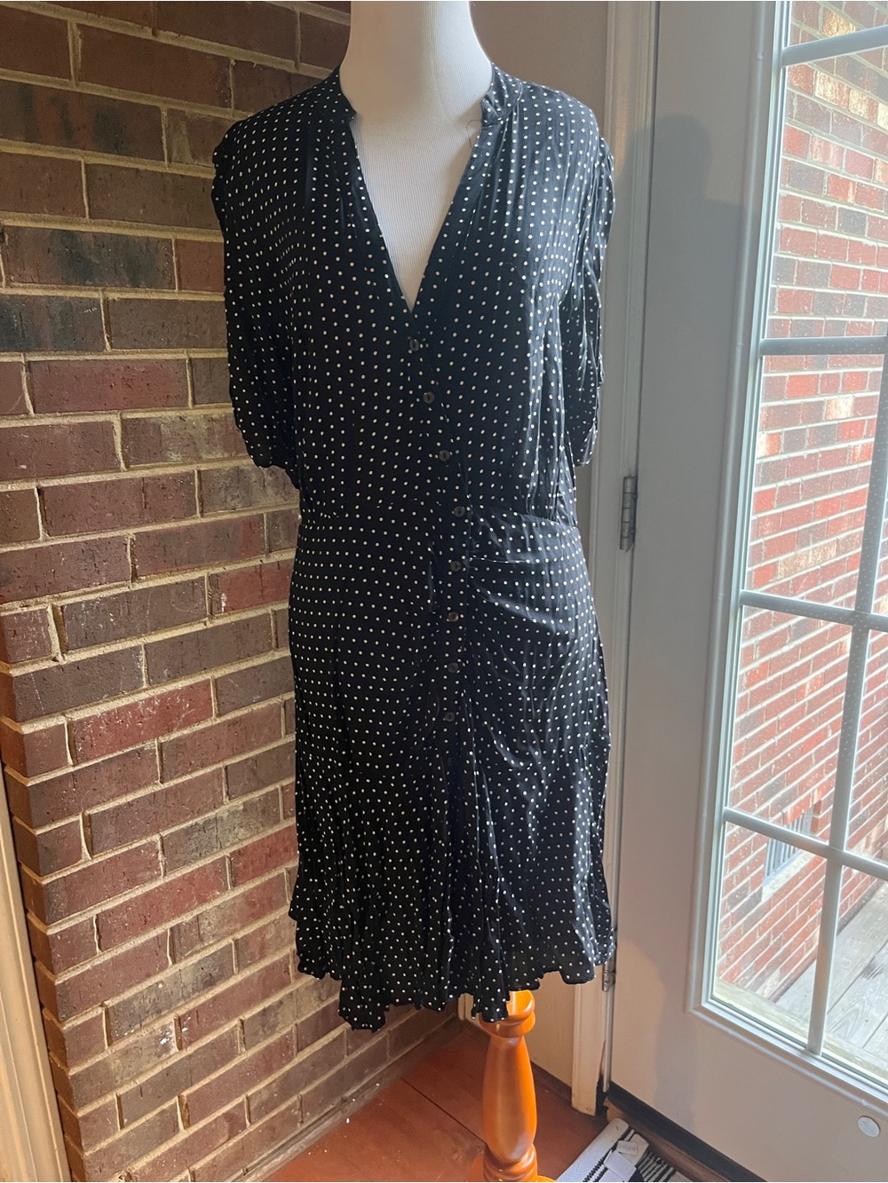 Free people Black Polka Dot Button-Front Women's Dress